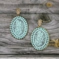 thumbnail image 3 of Boho Lattice Lace Floral Oval Shape Statement Earrings for Women Fashion Jewelry, 3 of 3