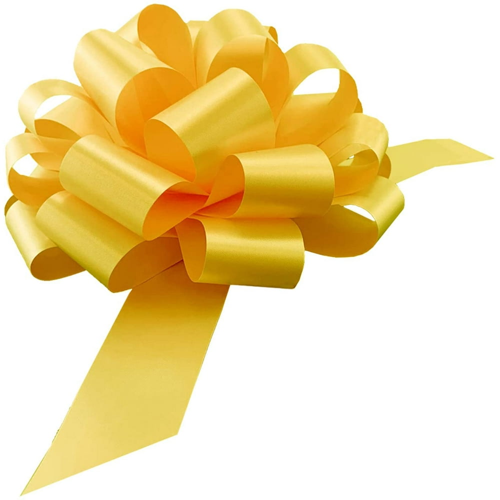Large Yellow Ribbon Pull Bows 9" Wide, Set of 6, Gift Bows, Fall