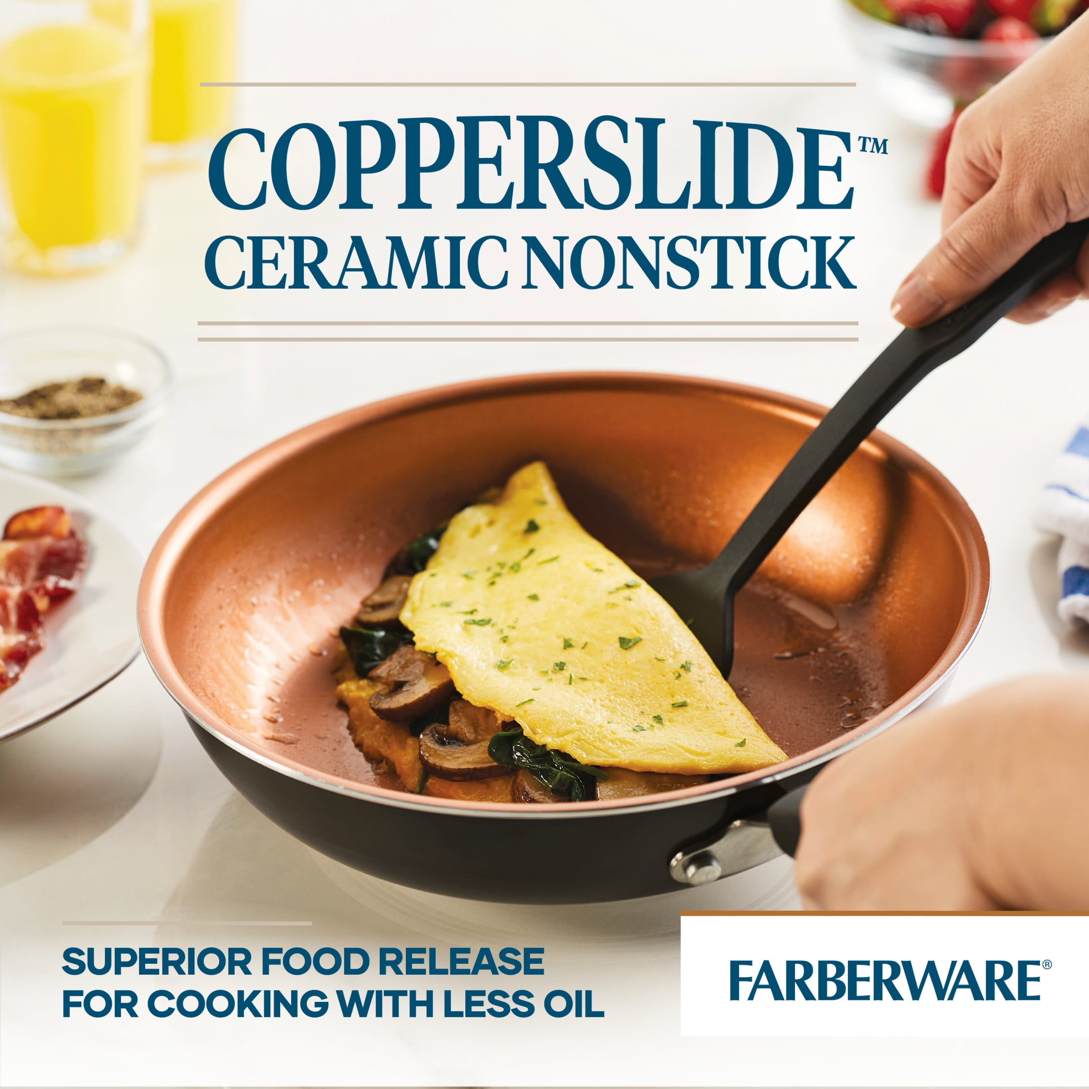 Farberware Easy Clean 14 Pcs Ceramic Nonstick Cookware Set with Cooking Tools, Dishwasher Safe, Black