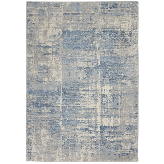 Nourison Solace Modern Indoor Area Rug Ivory/Grey/Blue 5'3" x 7'3"