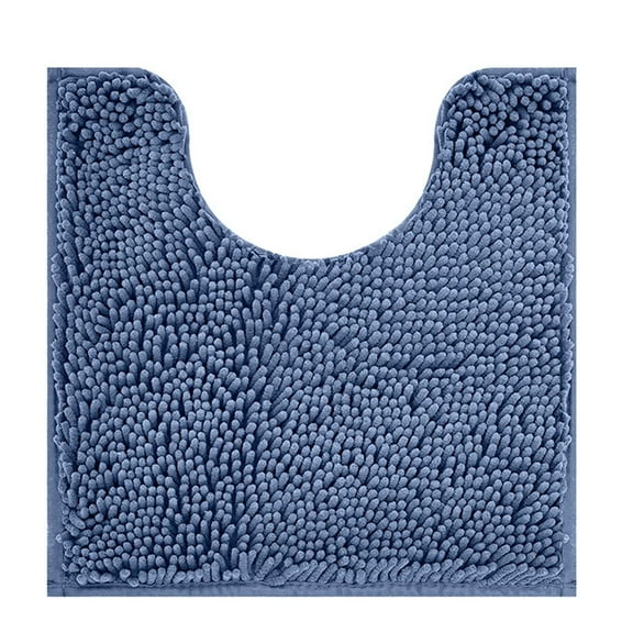 GoXteam Toilet Rugs U Shaped Washable, Soft Chenille Toilet Mat for Bathroom Floor, Non-Slip Contour Bathroom Rugs for Toilet, Fluffy, Thick, Dry Quickly Absorbent Water, 20" x 20", Fog Blue