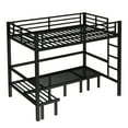 thumbnail image 6 of QZYeYun Full over Full Size Metal Bunk Bed, Lower Bunk Pulled Put in Three Sections , Heavy Duty Bed Frame With Ladder & Guardrail, 6 of 10