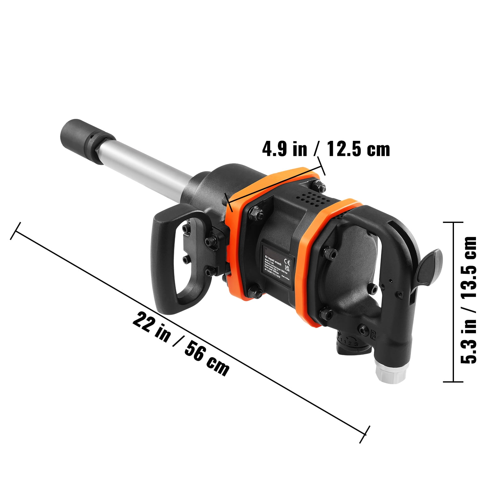 VEVOR 1 Inch Air Impact Wrench, Up to 3160 ft-lbs High Reverse Torque Output 1" Pneumatic Impact Gun w/ 8 Inch Extended Anvil & Carrying Case