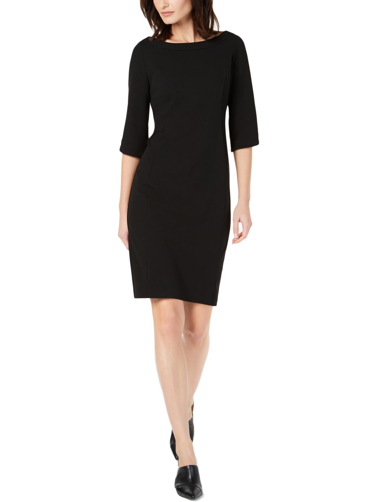 Calvin Klein Womens Tulip Sleeve Cocktail Sheath Dress Black 16 -  