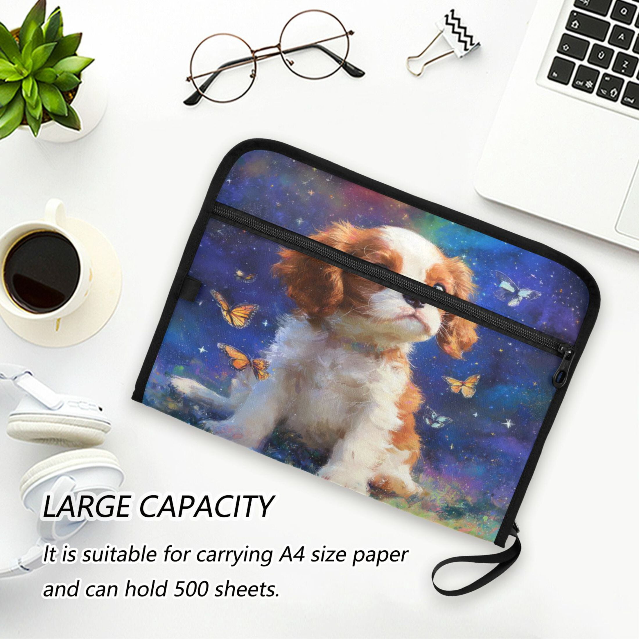 Wobogo King Charles Spaniel Dog Expanding File Folder Letter Size Accordion Filing Organizer 13 Pocket Separate Organ Pocket