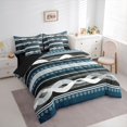 thumbnail image 3 of Feelyou Contemporary Art Lines Bedding Comforter Set 7pcs, Green Stripes Abstract King Bedding Sets, Teens Adult Men Women Reversible Bed Sheets, Super Cozy Room Decor, 3 of 8