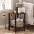 thumbnail image 2 of Furinno Turn-N-Tube 2-Tier Square Side Table with Charging Station, End Table, Night Stand, Bedside Table with USB and Type-C Charging Port, for Living Room, Bedroom, Amber Oak, 2 of 5