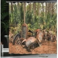 thumbnail image 4 of Ambesonne Rustic Shower Curtain, Tropical Forest Palms, 69"Wx84"L, Brown Green, 4 of 5
