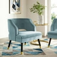 thumbnail image 2 of Contemporary Modern Urban Designer Living Room Lounge Club Lobby Accent Side Chair Armchair, Velvet Fabric, Light Blue, 2 of 7