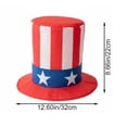 thumbnail image 2 of Jiibva USA Flag Pattern Top Hat Uncle Sam Hat Independence Day Headwear for Festival Carnival Halloween Fancy Dress Accessory, 2 of 7