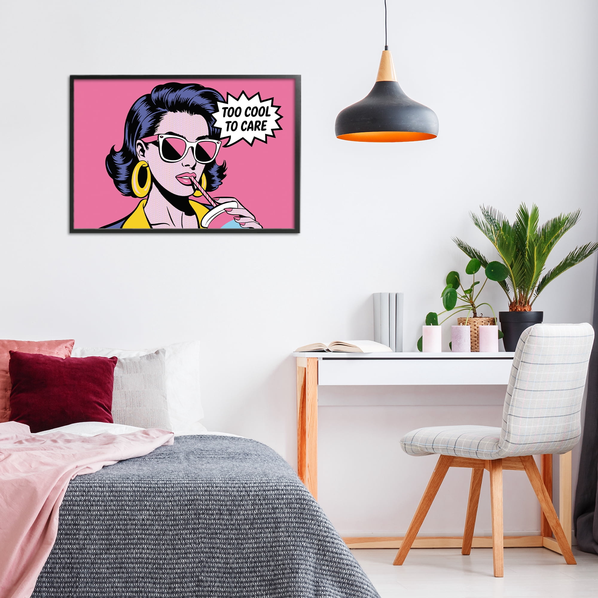Stupell Industries Too Cool To Care Iconic Black Framed Giclee Art, design by Andreas Magnusson
