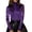 Purple, variant on Tops For Women T-Shirts Elegant Solid Mockneck Knit Long Sleeves Mesh Overlay Versatile Sheer Layering Blouse Top Black