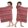thumbnail image 4 of Red Christmas Folk Pattern Hooded Bath Towel，50"x30" for Ages 3 To 12 Kids, Quick Dry Lightweight Soft Microfiber Hood Beach Towel Cover Up for Kids, 4 of 7