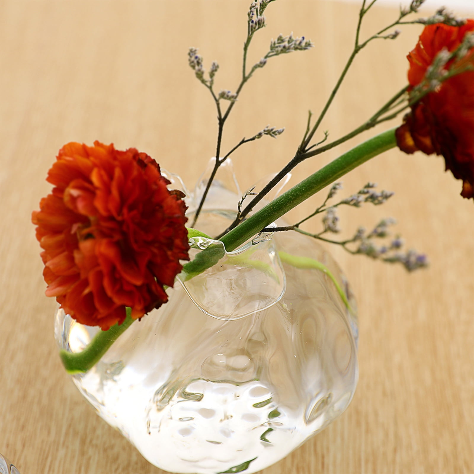 S/L Pomegranate Shape Tabletop Glass Planter Flower Vase Decorative Glass Bottle 