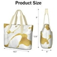 thumbnail image 3 of Tote Bag for Women - Gold and White Marble Shoulder Bag - Large Utility Work Duffle Bag with Zipper Handbag for Travel, Work, Sprots, 3 of 5