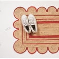 thumbnail image 3 of Rectangle Rug Natural Jute Rug Hand Braided Beige and Red Color Scalloped Area Rug, 3 of 5