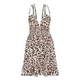 thumbnail image 2 of AOOCHASLIY Miss Dress Fall Clothes Women Deep V Strap Wooden Ear Wrinkle Sewn Shprt Dress, 2 of 5