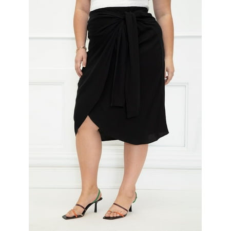 ELOQUII Elements Women's Plus Size Solid Srong Midi Skirt