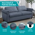 thumbnail image 4 of BALUS  Queen Size Pull Out Sofa Bed with 4" Foam Mattress , Queen  Sleeper Sofa for Living room , Velvet and Metal , Grey, 4 of 12