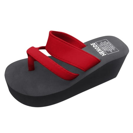 

Pgeraug slippers for women Summer Women Wedges Sandals Non-Slip Flip Flops Sandals Flat Beach Slippers Shoe women shoes Red 39