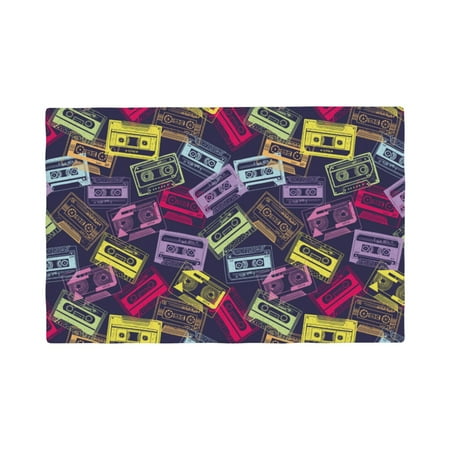 

Placemats Set of 4 Retro Cassette Music Place mats for Dining Table Indoor/Outdoor Cute Heat Resistant Washable Table Mats(18 x 12 )