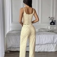 thumbnail image 6 of Blmnix Pajamas for Women Sexy Pajamas 2 Piece Pajama Set Sleepwear Sets Sleepwear Yellow Sleeveless Square Neckline Long Spring Pajamas for Women Set,S, 6 of 7