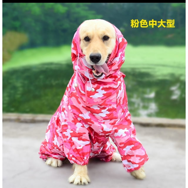 Xiao Hua Chubasquero impermeable para perros, ropa ligera para la lluvia con capucha tipo poncho (S, A07)