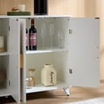 thumbnail image 5 of Hommoo Arch Texture Sideboard Buffet Cabinet with 4 Doors and Removable Shelves, Accent Cabinets Coffee Bar Cabinet, Modern Multifunctional Storage Cabinet for Home, Ivory White, 5 of 7