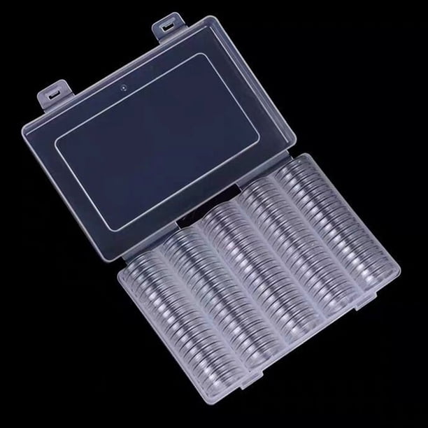 100 cápsulas para monedas de 30 mm con caja organizadora de almacenamiento para suministros de colección de monedas