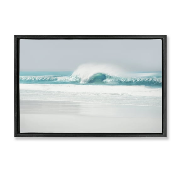 Stupell Industries Rolling Aqua Waves Landscape & Nature Photography Black Floater Framed Canvas Art Print Wall Art, 25 x 17