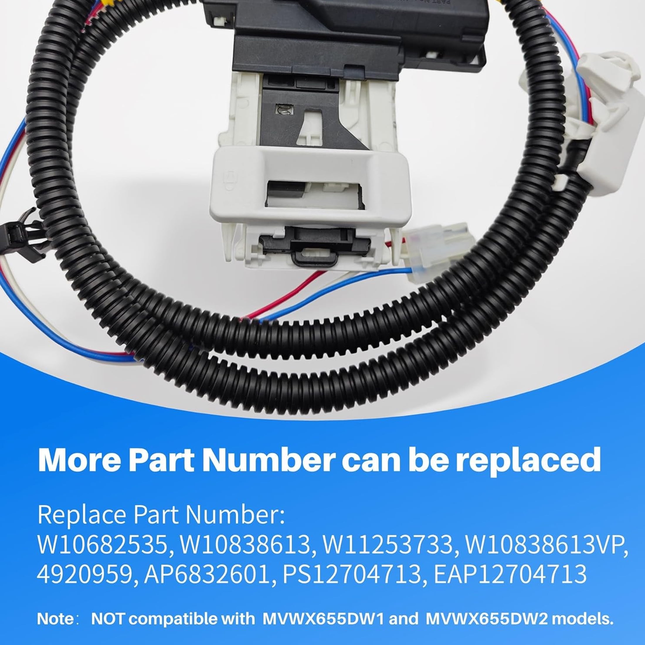 W11253733 Washer Lid Lock Switch Replacement W11307244 W10682535 Compatible With Whirlpool Maytag Amana Kenmore, Replaces W10838613 W10838613VP W11253733 PS12704713 W10682535