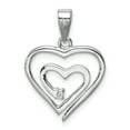 thumbnail image 4 of 925 Sterling Silver Solid Polished back Single Cubic Zirconia Love Heart Pendant Necklace 23mm long Pendant for Women, 4 of 4