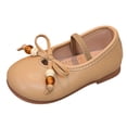thumbnail image 3 of Viluyesy Girls' Spring Summer Flat Leather Shoes - Soft Sole Bowknot Casual Dress School Party Mary Jane Pumps Khaki Size 10.5, 3 of 10
