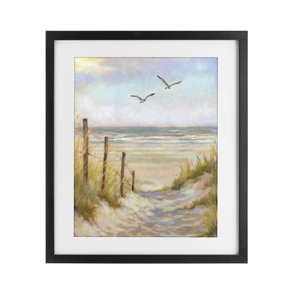 Stupell Industries Tropical Tranquility Beach Coastal Path Black Framed Print Under Glass, 13 x 16, by Linda Sperruzzi