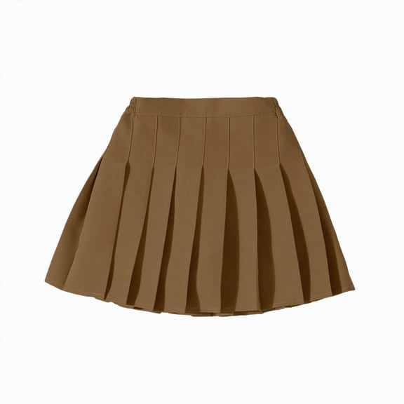 NIEWTR Toddler Baby Girls Pleated Skirt Baby Girls Uniform Skirt Built in Shorts Tennis Casual Skorts for Little Kid(Coffee,6-7 Years)
