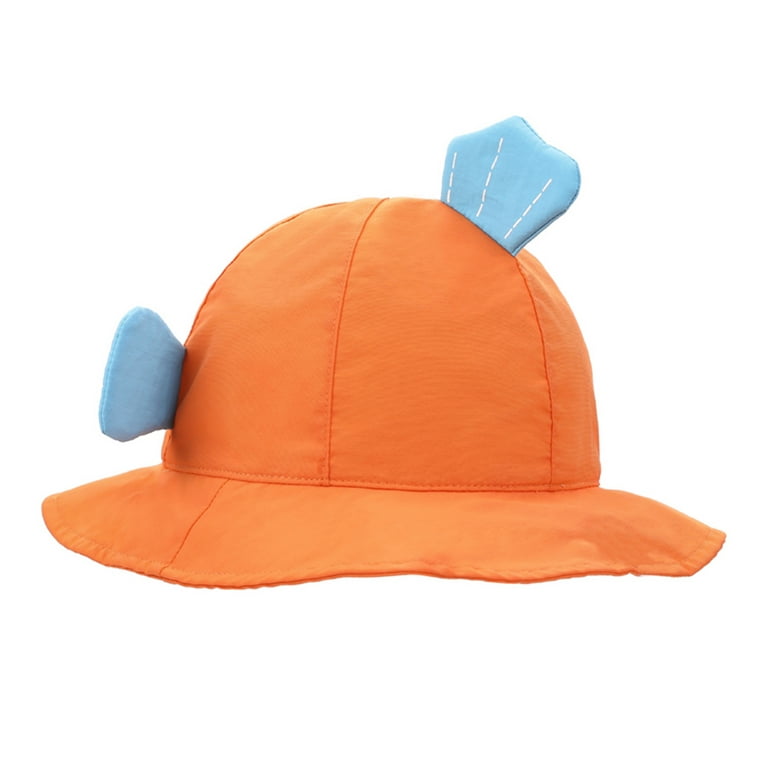 Kids Summer Beach Hat Goldfish Design Suncreen Sun Hat Breathable Fishing  Hat for Outdoor Child with Belt - Size 54cm(Suitable for 5-7 Years Old Kids)