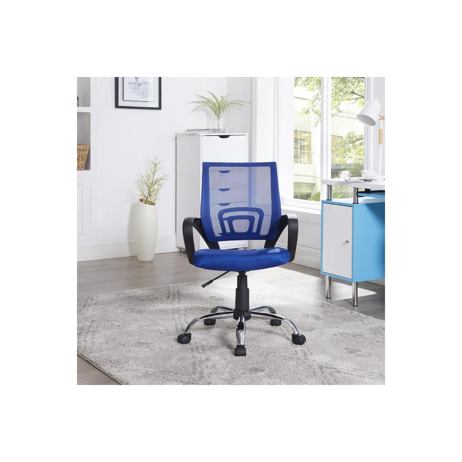 Home Office Chair Ergonomic Mesh Computer Desk Mid Back Chair Adjustable Swivel 