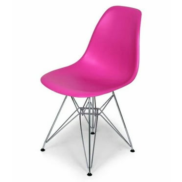Heavenly Collection Dark Pink Chair with Chrome Base