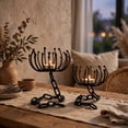 thumbnail image 6 of Halloween Candle Holders Set of 2 Black Metal Gothic Candlestand, Arachnid Web Style with Curved Branch Details, Tabletop Centerpiece for Ghost House Party Home Decor Display, 6 of 7