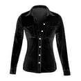 thumbnail image 5 of Brglopf Womens Velvet Tops Vintage Long Sleeve Collared Button Down Shirts Dressy Casual Business Work Blouse with Chest Pocket Black XXL, 5 of 6