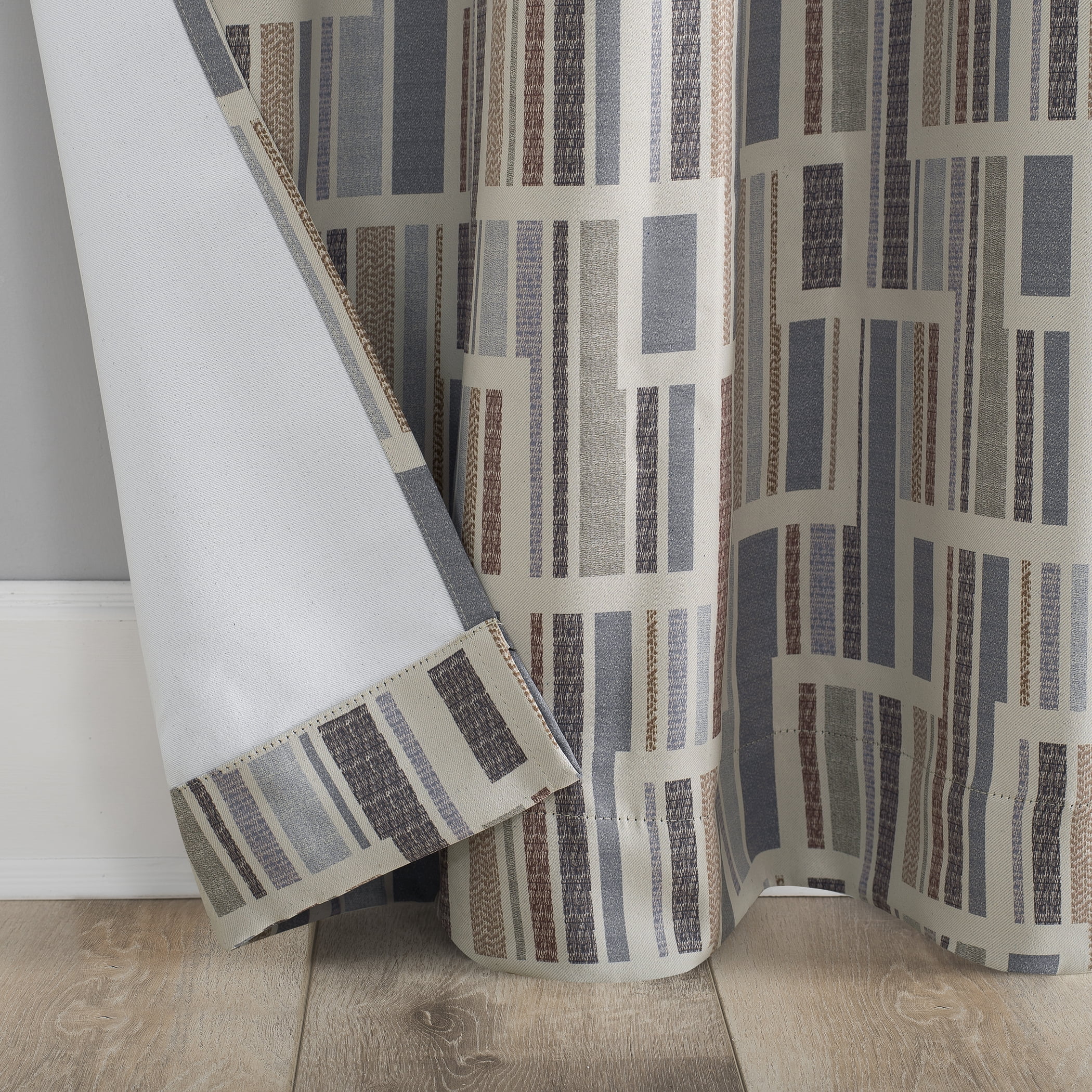 Mainstays Blackout Grommet Single Curtain Panel, 1 Panel, Beige Geometric, 40"W x 95"L