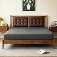 thumbnail image 5 of Lirex Twin XL Size Fitted Sheet, 100% Cotton Deep Pocket Bed Sheet, Soft Breathable Dark Grey, 5 of 8