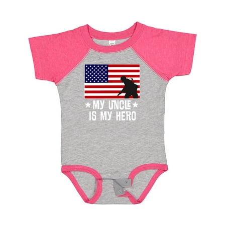 

Inktastic Military Uncle is My Hero US Flag Gift Baby Boy or Baby Girl Bodysuit