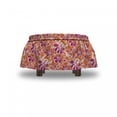 thumbnail image 4 of Floral Ottoman Cover, Hand Drawn Flowers, 2 Piece Slipcover Set with Ruffle Skirt for Square Round Cube Footstool Decorative Home Accent, Standard Size, Burnt Sienna Magenta, by Ambesonne, 4 of 5