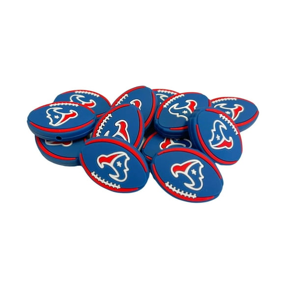 Houston Focal Bead Sports Football 12pk 1.17 for Bulk Keychains Silicone Charm Beadable Pens Freshie Hangers Logo Game Day Red Blue