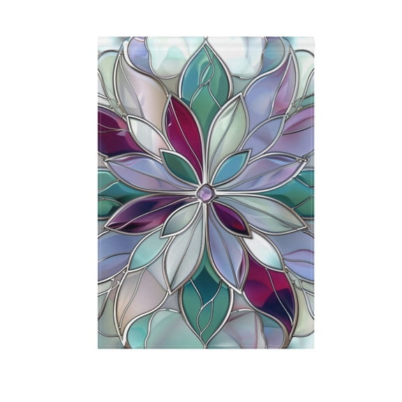 Violet Red Floral Stained Glass Garden Flag 12X18 Double Sided Yard Flags for Outside Outdoor All Seasonal Decoration