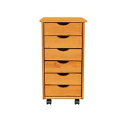 Jela Solid Wood 6 Drawer Roll Cart in Med Pine