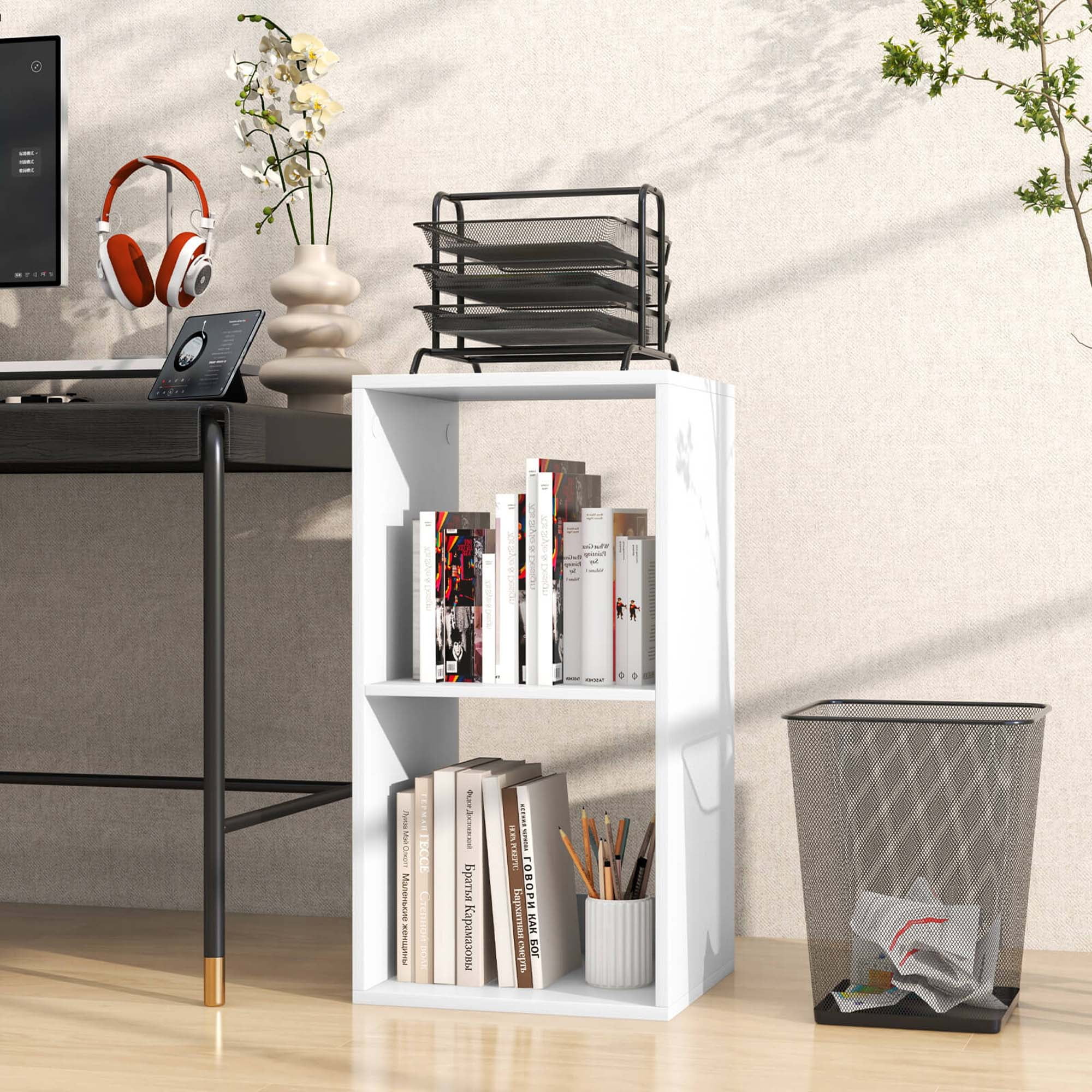 Costway 2-Cube Bookcase Open Back Bookshelf with Anti-tip Kit Modern Style Organizer