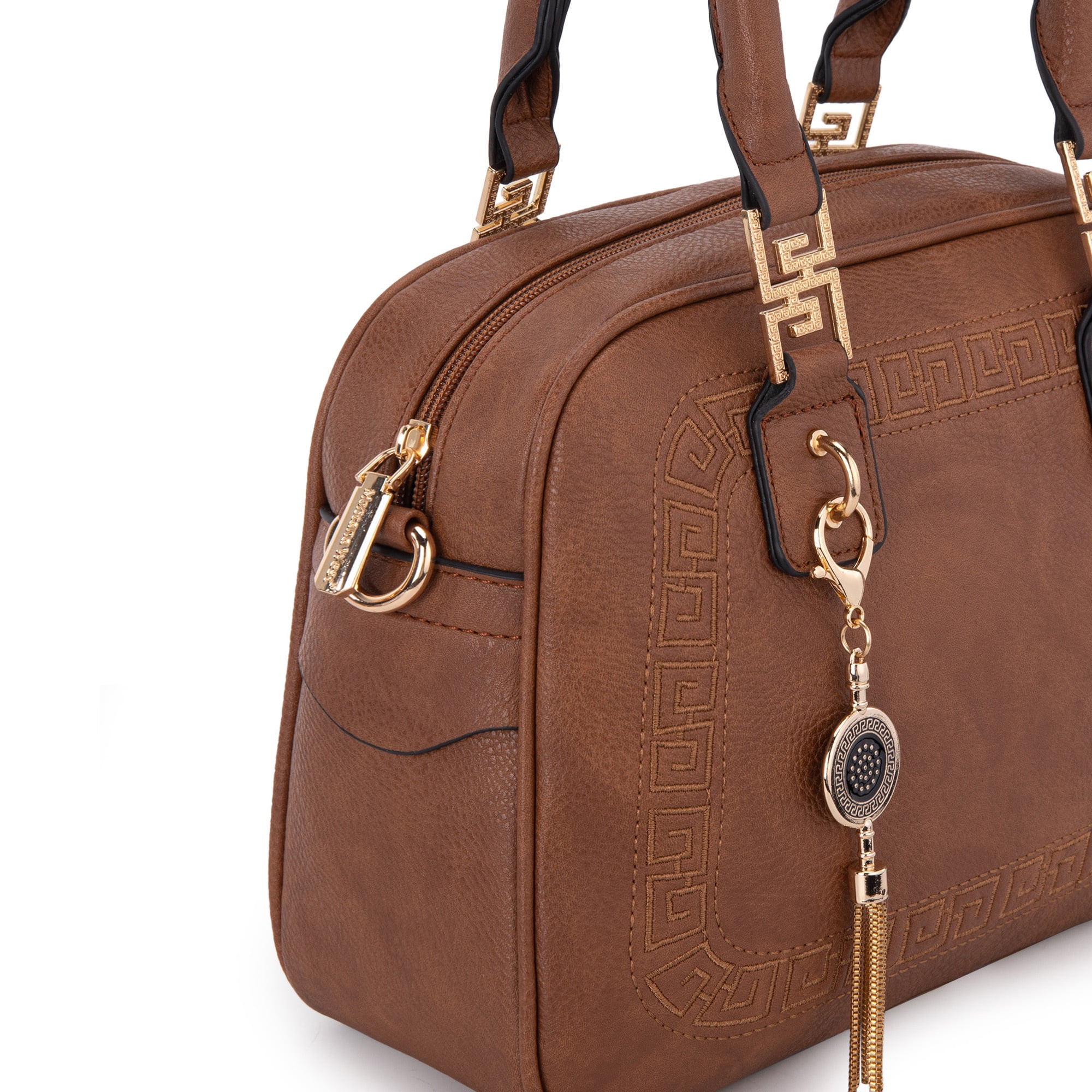 Montana West Small Top Handle Purse for Women Crossbody Satchel Handbag Barrel Bag, Brown