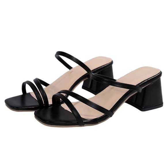 COM1950s Sandals for Women, Women's Fashion Casual High Heels Sandals, Solid Color Strappy Design Shoes, Sandals for Women Casual Summer, Shoes for Women, Heels for Women, Shoes Women Sandals
